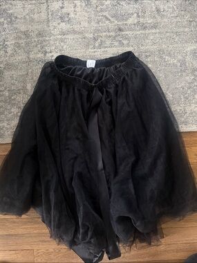Women's Black Layered Tulle A-Line Skirt